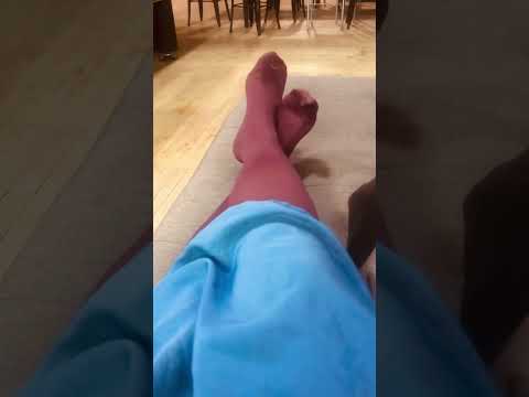 ASMR feet in burgundy nylons