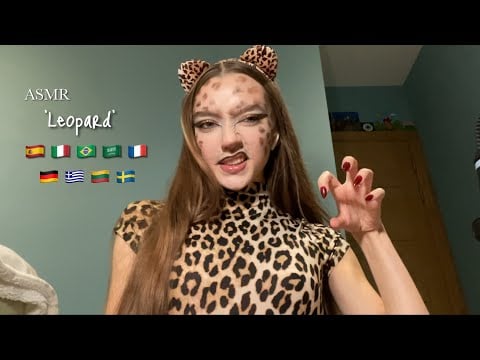 ASMR ‘Leopard’ in different languages 🐆 | Mic brushing + Clicky whispers