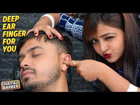 ASMR Oily Ear Finger Massage by Lady Barber Chaitali | Intense Oil Head Massage & Deep Ear Massage