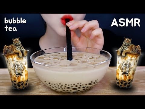 TIGER SUGAR BUBBLE TEA ASMR BOBA ASMR TAPIOCA PEARLS EATING ASMR NO TALKING