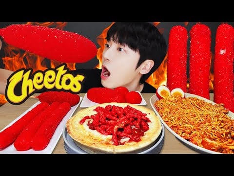 ASMR MUKBANG | 치즈 불닭볶음면 & 치토스 대왕 가래떡 핫도그 피자 스팸 먹방 & 레시피 FIRE NOODLES, Cheetos, EATING