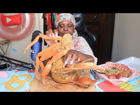 MIX CRAB BOIL BASIL FRIED RICE ASMR EATING SOUNDS