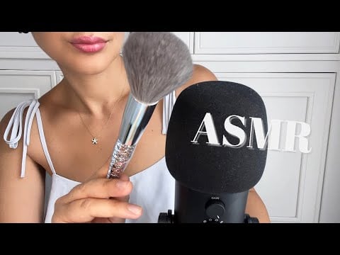 ASMR| BRUSHING YOUR FACE + TRIGGER WORDS in ENGLISH | Cherry ASMR