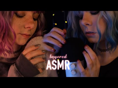 layered ASMR | clicky "Tk, Sk, Tsk" slow Whispering, gentle Towel & Mic Scratching - Rain Sounds