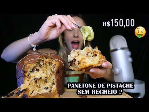 ASMR - PROVANDO O PANETONE DE PISTACHE DA CACAU SHOW 😱 será que vale tudo isso?