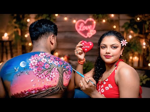 ASMR | Doing My Husband Relaxing Back Painting |🎨😍