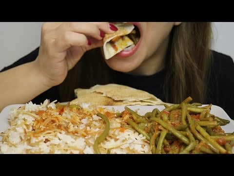 ASMR HARRICOTS STEW / VERMICELLI RICE / FLAT BREAD / MUKBANG / CREMA ASMR #asmr #mukbang #stew #rice