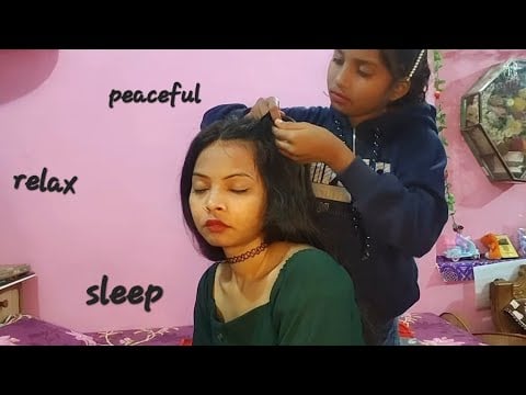 Asmr relaxing hair massage and hair designing..💆‍♀️😌 #asmr #asmrhairplay