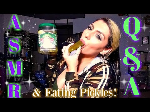 ASMR (Eating Pickles) Crunchy Mouth Sounds | Q&A Part. 1