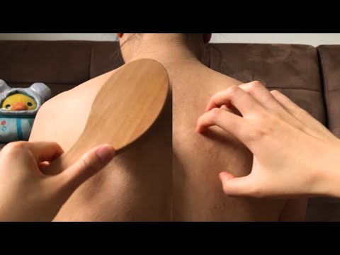 ASMR *Binaural* Dry Skin Brushing UP CLOSE (Back, Legs, Arms), Tracing + Moisturizing FOOT MASSAGE!