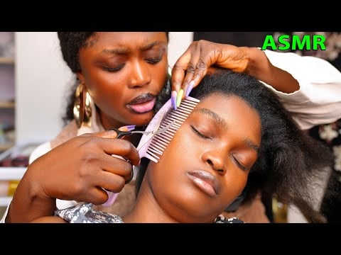 ASMR ✨Whispering, Long Nails Hair Parting, Hair Trimming, Hair Brushing & Scalp Scratching for Sleep