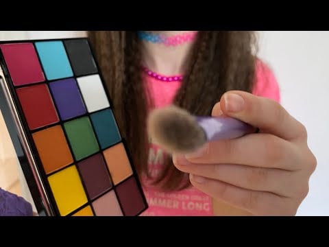 ASMR doing your 80’s theme makeup +hair! Actual camera touching | hair brushing | lo-fi | no talking