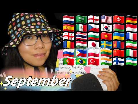 ASMR SEPTEMBER IN DIFFERENT LANGUAGES (Whispering, Fast Tapping, Stuttering)  ☔🌦️  [34 Languages]