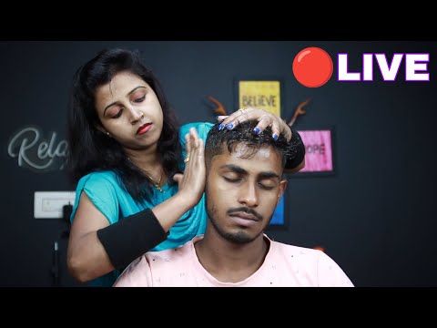 Lady Barber Head Massage Shooting ASMR Live | Head And Ear Massage With Satisfying ASMR Sound