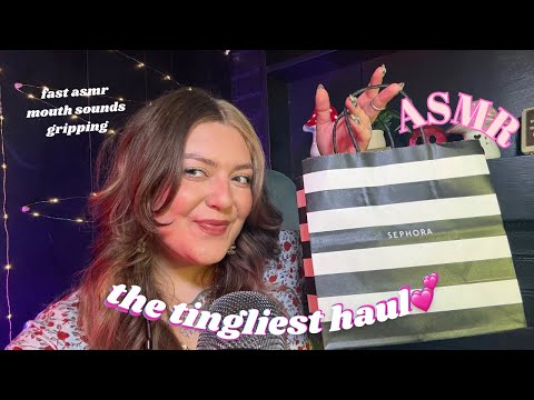 ASMR- what i got for christmas haul!!❤️ fast & aggressive, gripping, makeup haul