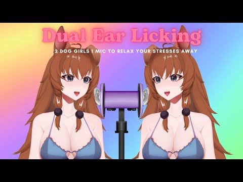 [ASMR] -  Dual Dog Girl Ear Licks to Make You Comfy!!
