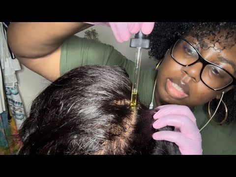 Asmr | Oil Scalp Massage with Gloves (brushing and scratching)