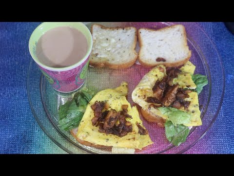 CHICKEN ONIONS EGG SANDWICH ASMR EATING SOUNDS