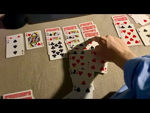ASMR playing solitaire with cards