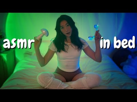 ASMR in Bed 🛌💤 (hand sounds, mushroom tapping, water globes)