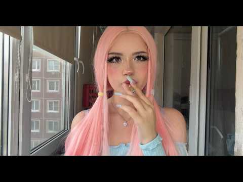 ASMR  Курю сигарету  🎀 Pink Girl Smoking cigarette