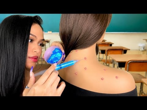 ASMR Girl Who’s A “Cosmetologist” Plays W/ Your Hair + Back Scratch (Acne Injections In Class) RP