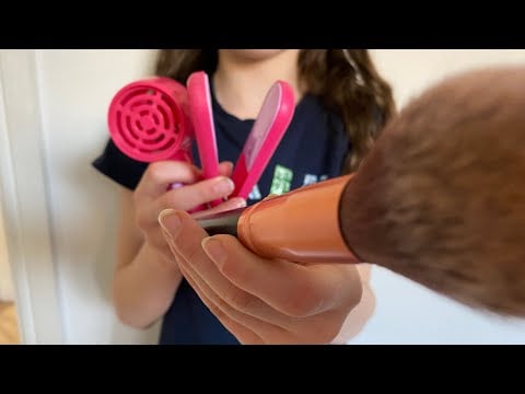 ASMR brushing, blow drying + straightening your hair + doing your makeup