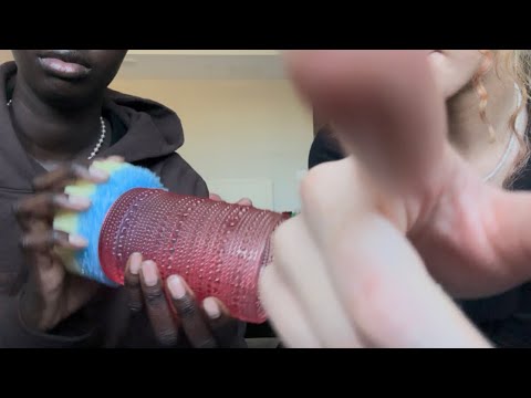 ASMR professional vs first timer (my bestie tries asmr for the first time)