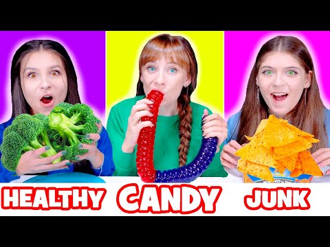 ASMR Junk Food VS Healthy Food VS Candy Eating Mukbang