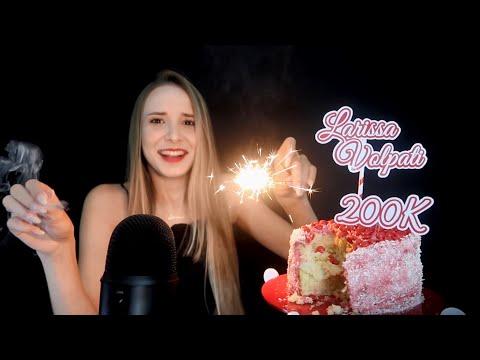 ASMR ESPECIAL 200K COMENDO BOLO 🎂 (deu ruim?)