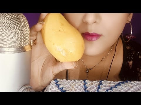 ASMR Comiendo 🥭 mango con Miguelito azul 💙