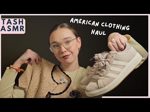 ASMR American Clothing Haul (Fabric Scratching, Whispering)