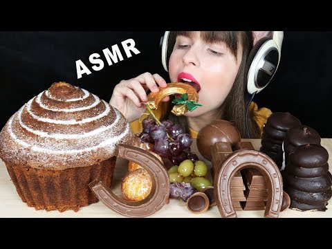 ASMR BUNDT CAKE, TANGHULU & EDIBLE CHOCO HORSESHOE (CRACKLING EATING SOUNDS) No Talking MUKBANG 먹방