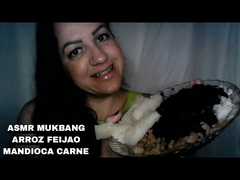 ASMR-(MUKBANG) ARROZ FEIJAO MANDIOCA CARNE #rumo2k #asmr #asmrportuguês #sonsdeboca