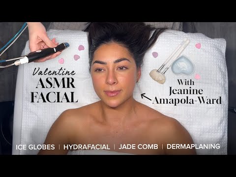 Jeanine Amapola's First Valentine ASMR-ish Facial | Jade Comb, Dermaplaning, Hydrafacial, Ice Globes