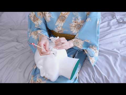 ASMR Realistic Ear Cleaning and Ear Blowing 👘✨ SR3D dummy head / 耳かき