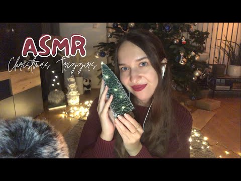 ASMR Christmas Triggers for sleep 🎄❤️ (tapping, textured scratching, fluffy mic, fabric sounds)