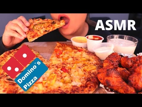 ASMR DOMINO'S PIZZA + HOT WINGS MUKBANG (NO TALKING) EATING SOUNDS | Mandy Foods ASMR