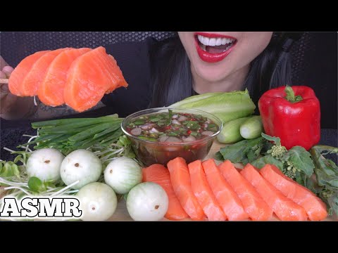 ASMR WILD SALMON SASHIMI WITH MY FAVOURITE SAUCE (EATING SOUNDS) NO TALKING | SAS-ASMR