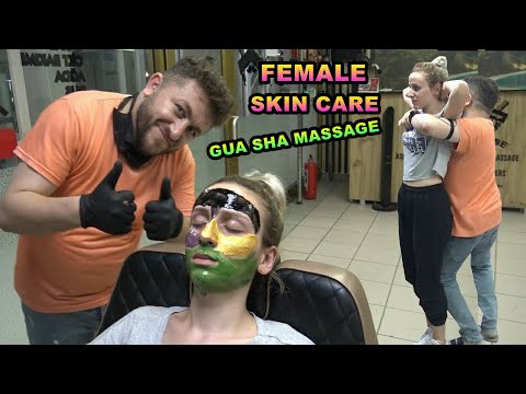 ASMR FEMALE SKIN CARE - GUA SHA MASSAGE &CRACKING& head, face, throat, arm, palm, foot, leg massage