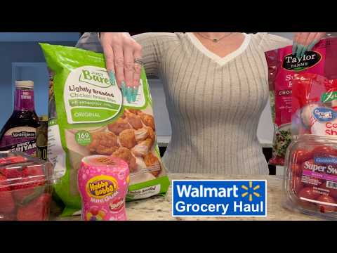 ASMR Gum Chewing Walmart Grocery Haul | Whispered Ramble & Tapping
