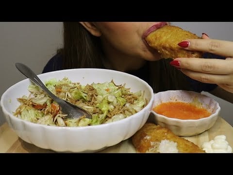 ASMR BREADED FISH WITH BULGUR SALAD / CRUNCHY / no talking / CREMA ASMR #asmr #mukbang #fish #salad