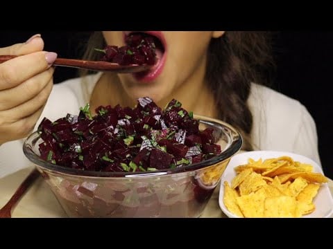 ASMR SOUR BEETROOT PARSLEY SALAD NACHO STRIPS MUKBANG HEALTHY #asmr #mukbang #beetroot #healthy