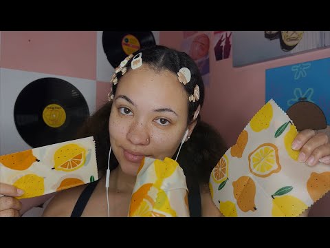 ASMR Beeswax Wrap Paper 🐝🍯 | Tapping, scratching, sticky sounds