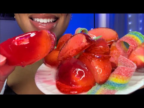 ASMR | Sour Candied Apples 🍎 🌈 Apple Tanghulu | eating sounds