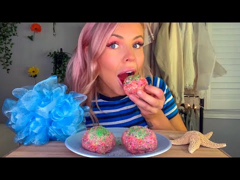 ASMR EDIBLE BATH BOMBS (CRACKLY POP ROCKS & FIZZY EATING SOUNDS) MUKBANG