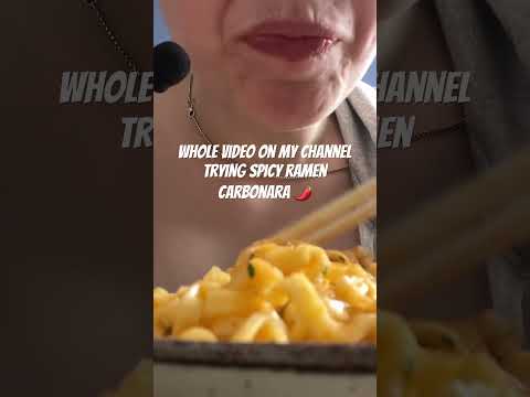 Trying spicy ramen carbonara 🌶️ #asmr #mukbang #triggersforsleep #eatingsounds #mouthwhisper #food