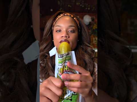 Warheads Extremely Sour Pickle 😳 #shorts ##mukbang #asmr