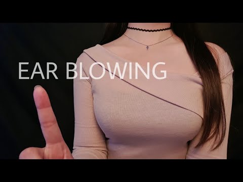 ASMR 이어블로잉-♡ | ear blowing, whispering, hand movement