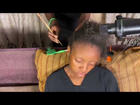 ASMR SCALP SCRATCHING AND BRAIDS TAKE DOWN WITH GUM CHEWING